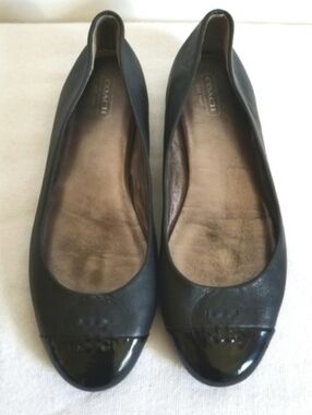 Coach Flats Black Cap Toe Size 7.5
